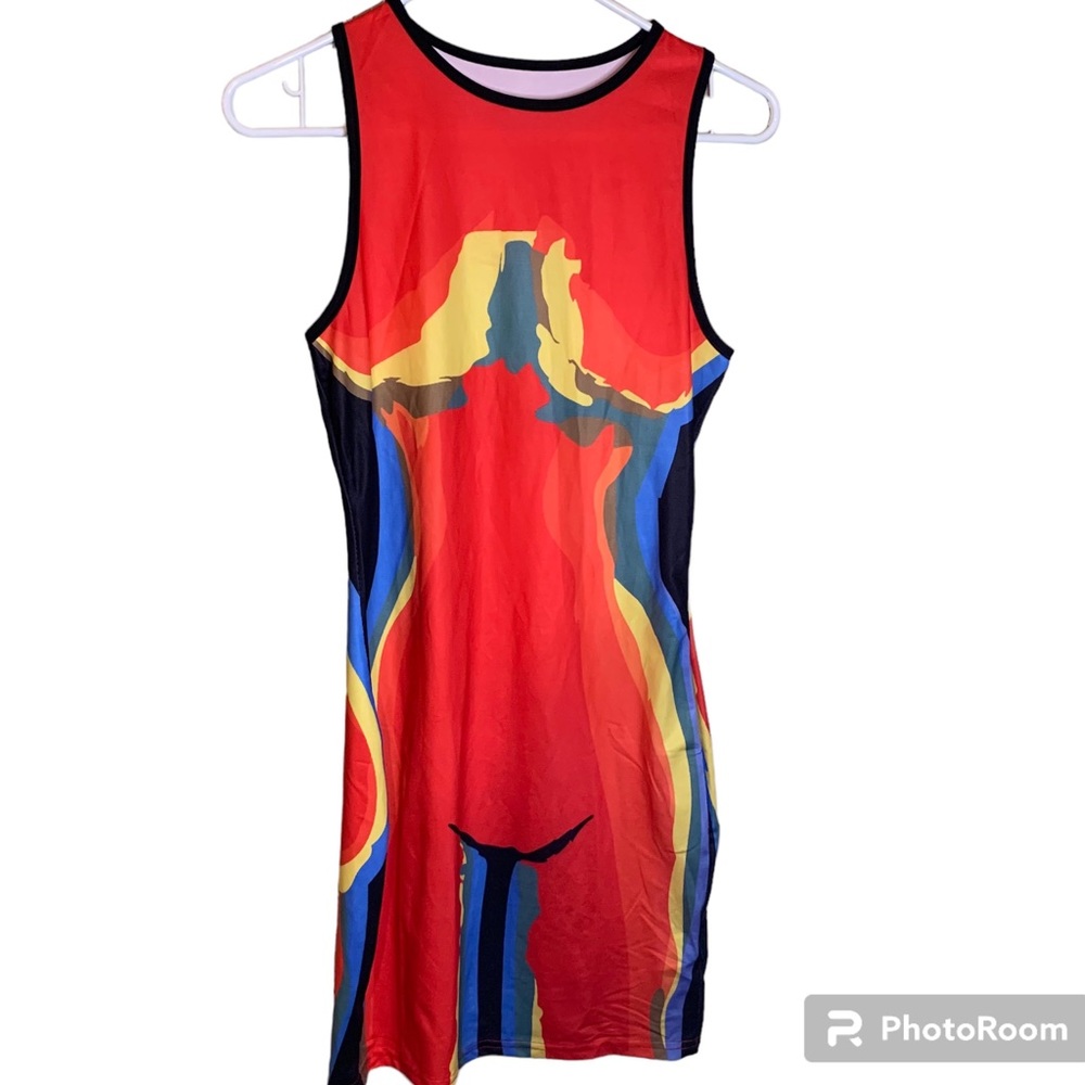 Womens Multi Color Mini Bodycon Dress